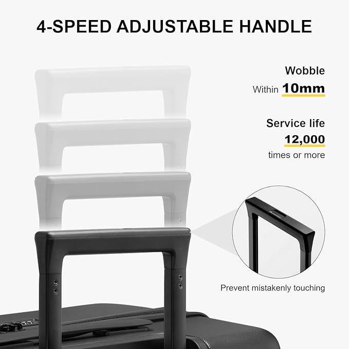 LEVEL8 Carry on Luggage Airline Approved, Small Carry-on Suitcases with Wheels, Lightweight Hardside Luminous Textured with Spinner Wheel, Tsa Lock, 18 Inch, Black