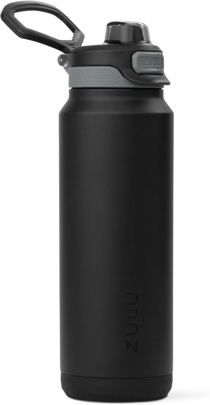 ZULU Powerfill Pro 32oz Stainless Steel Water Bottle with Quick Fill Lid, Triple Walled Vacuum Insulated Metal, Leak Proof Locking Lid, Sip and Chug, Reusable BPA Free, Black