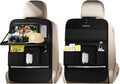 Car Seat Organizers,Multi-functional Back Seat Protectors, Storage Pouches, and Tray Holders (for Cars, Kids, Seat Back and Rear Seats) (Plain Black, 2 Pcs)