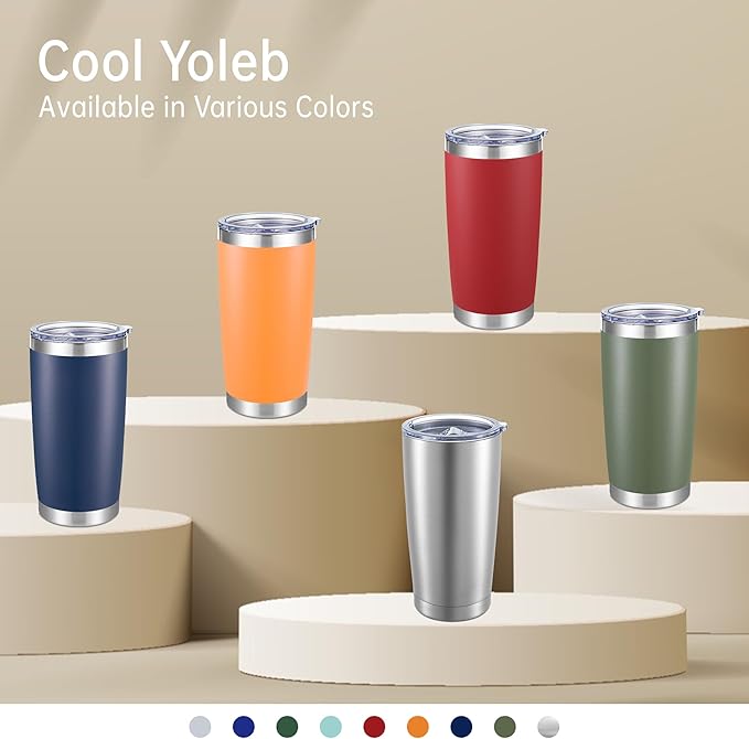 20 oz Tumblers Bulk Stainless Steel Tumbler with Lid Double Wall Vacuum Insulated Coffee Mug 20oz Powder Coated Cup for Hot and Cold Drinks, Red, 6 pack