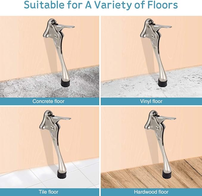 Door Stopper, One-Touch semi-Automatic Metal Door Stopper, with Non-Slip Rubber Tip for Wood, Concrete, Tiled, and Carpeted Floors (6inch x 1pack, Brown)
