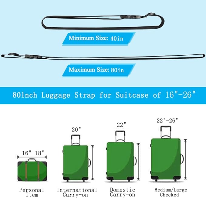 4Pcs Luggage Straps for Suitcase Travel Accessories TSA Approved, 80In Long Belts to Keep Your Suitcase Secure, Adjustable Bag Straps with Quick-Release Buckle for Travel Bag Closure, Yellow