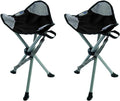 Travel Chair Slacker Tripod Chair for Camping, Set of 2, Adjustable Carry Strap for Easy Transport | Oversized Duck Feet for Improved Stability | Perfect for Outdoor Adventures (Black)