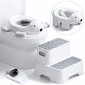 3 in 1 Potty Training Toilet & Toddler No-Slip Step Stool with Trash Bags and Spout Extender, Portable for Boys Girls Use in Indoor and Outdoor, Kids Portable Potty and Step Stool Set
