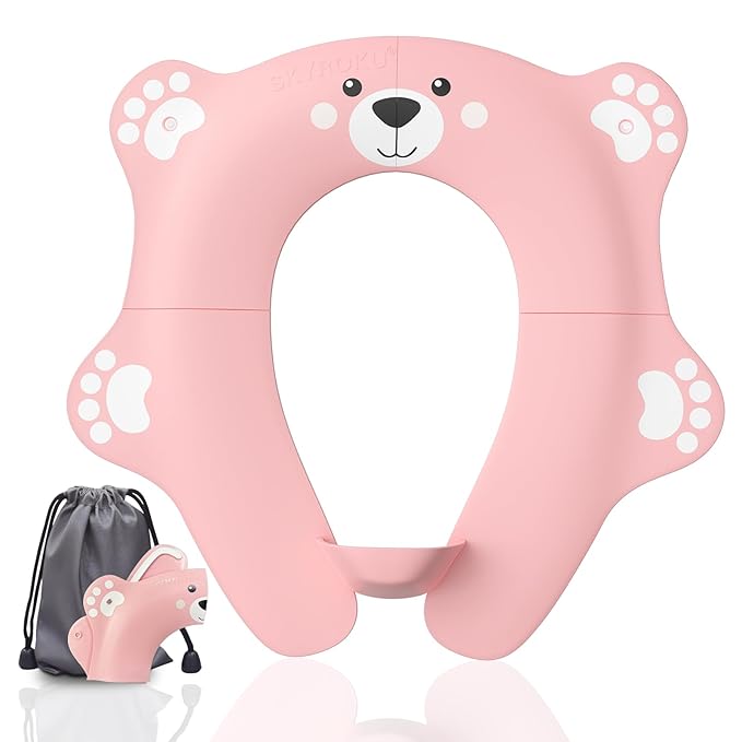 SKYROKU Foldable Kids Toilet Seat – Portable & Anti-Slip Travel Potty Training Seat for Toddlers,Safety material Baby Toilet Seat, Easy Clean & Compact for Home, Daycare, Grandparents House (Ages 2-6)