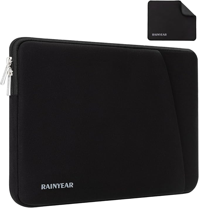 RAINYEAR Laptop Sleeve Case with Front Pocket, 15.6 Inch Protective Portable Case with Front Pocket, Briefcase Laptop Carrying Bag Cover Compatible for HP, Dell, Asus, Lenovo, Notebook, Black