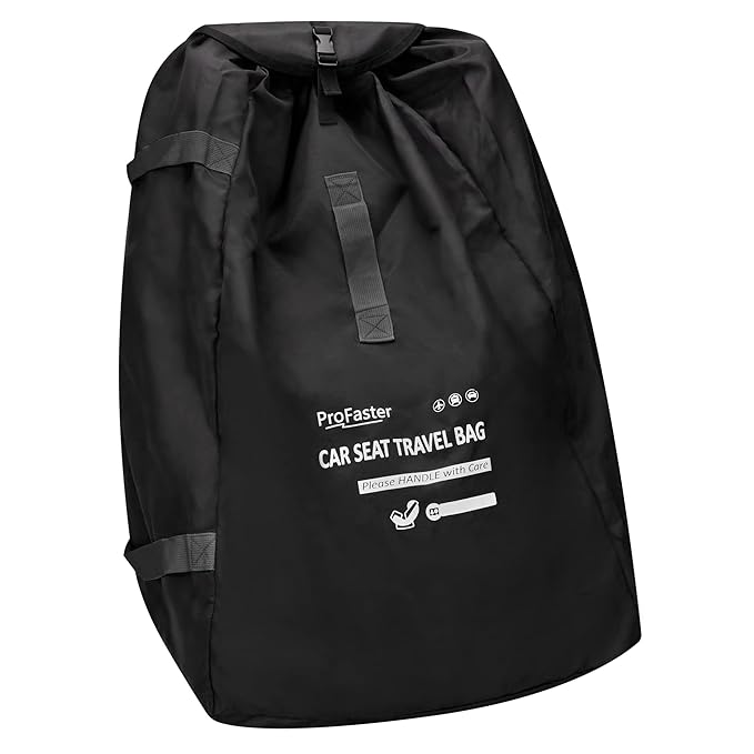 Car Seat Travel Bag Backpack for Air Travel Universal Infant Carseat Gate Check Bag Cover for Airplane, Foldable with Pouch, Gray