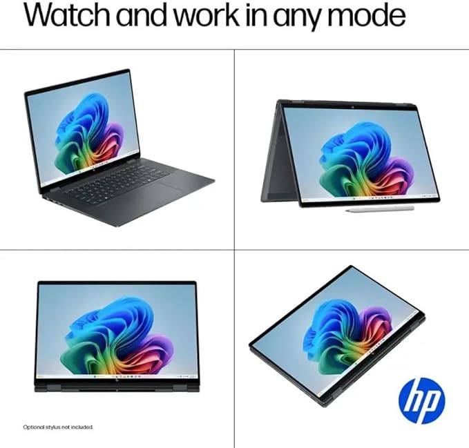 HP OmniBook X Flip 16 2-in-1 Laptop: 16" FHD+ Touchscreen, Intel Core Ultra 7 (NPU 47 Tops), 16GB RAM, 2TB SSD, Intel Arc 140V GPU, Copilot+ PC, Eclipse Gray, W/Pen Accessories, Windows 11