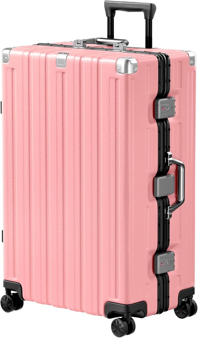 Krute Aluminum Frame Luggage 28 Inch TSA Lock No Zipper Luggages Checked Suitcase with Spinner Wheels Hardshell Lightweight PC+ABS Large Suit Case