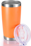 20 oz Tumbler Stainless Steel Tumblers with Lid Double Wall Vacuum Insulated Coffee Mug 20oz Powder Coated Cup for Hot and Cold Drinks, Orange, 1 pack