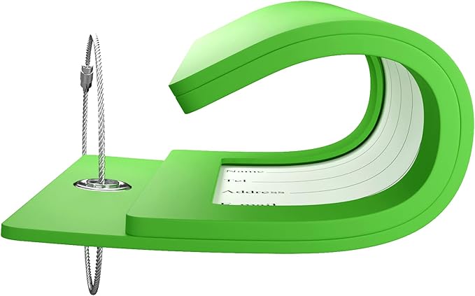 Gostwo 2 Pack Luggage Tags for Suitcases, 26 Initial Letter Travel Luggage Baggage Identification Labels ID Tag Fully Bendable Tags with Stainless Steel Loop (Green) (Letter D)