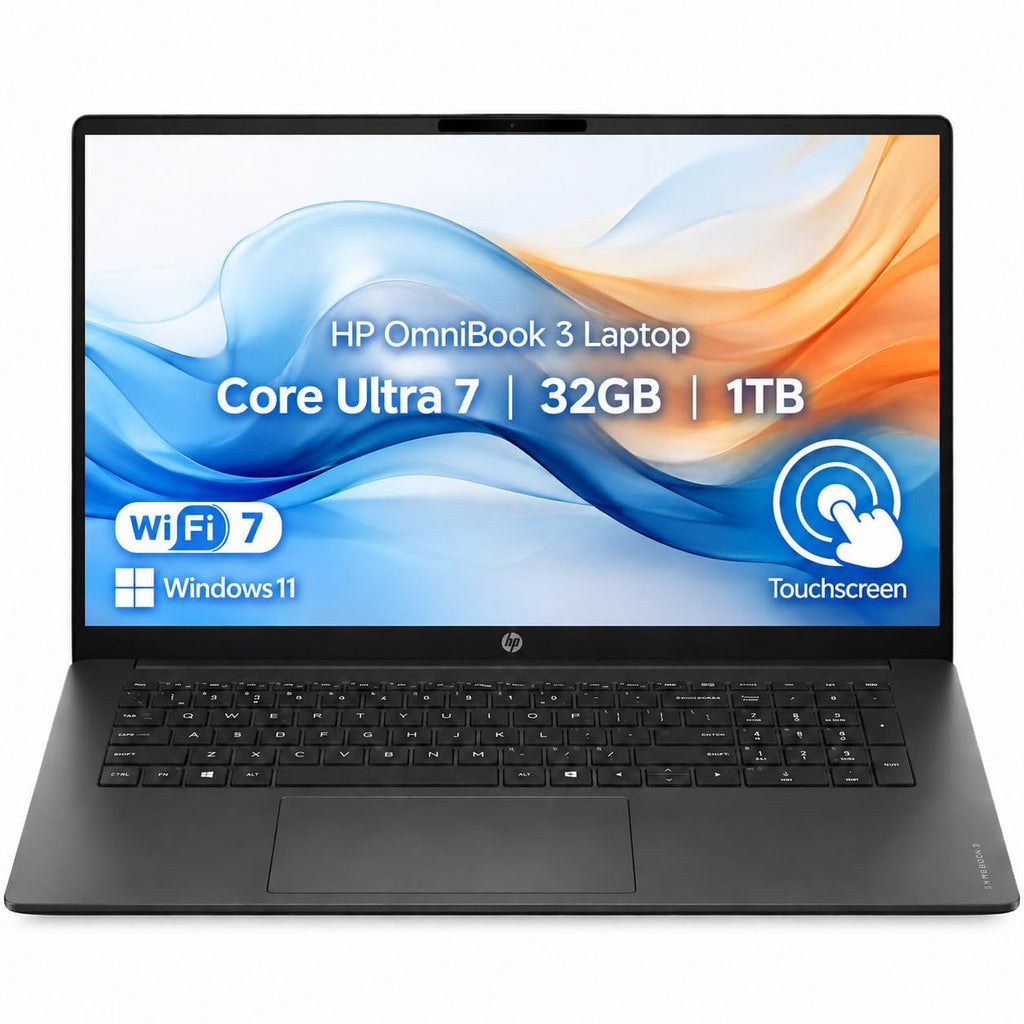 HP OmniBook 16" 2K Touchscreen Business Laptop | 12-Core Intel Core Ultra 7 Processor (Up to 5.2GHz) | 32GB DDR5 RAM | 1TB PCIe SSD | WUXGA (1920 x 1200) IPS Display | Wi-Fi 7 | Windows 11