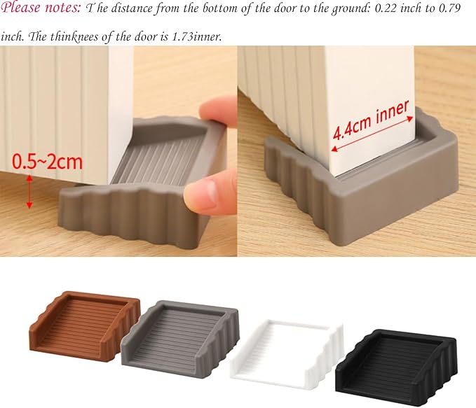 Rubber Doors Stops Door Stop Wedges, Door Wedges to Keep Door Open, Pack of 3 (Grey)