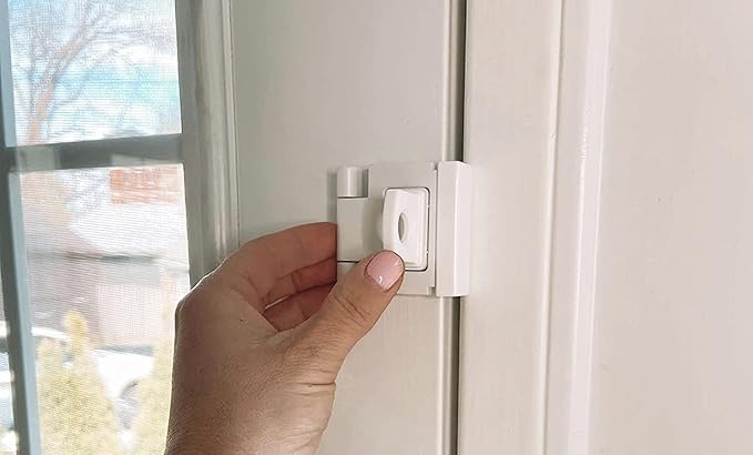 Door Lock for in-Swinging Doors, Home Security Latch Device, Childproof, Easy to Install (White)