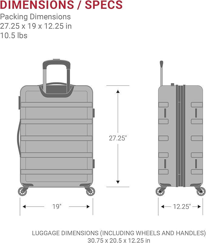 SwissGear 7366 Hardside Expandable Luggage with Spinner Wheels, Coral Almond, Checked-Large 27-Inch
