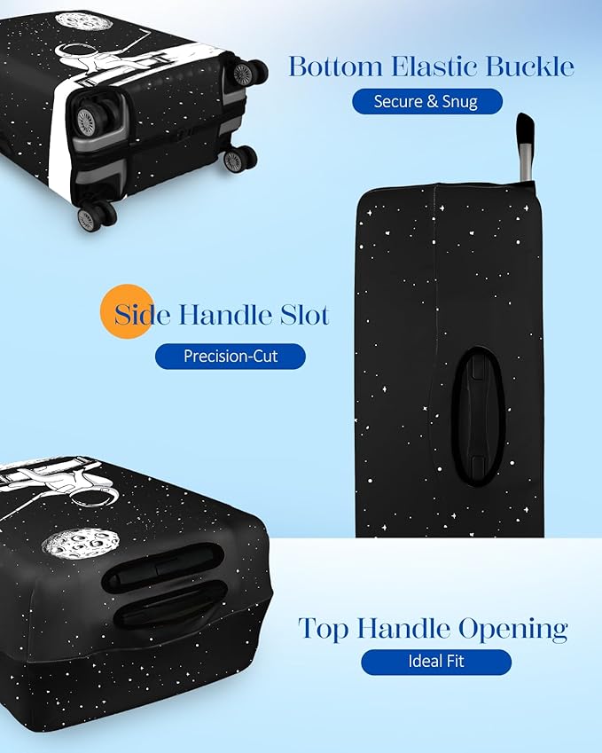 Slohif Luggage Cover for Suitcase Tsa Approved Protector - Luggage Sleeve Large Suit Case Cover Travel Stretch Baggage Case Protective Washable Fit 18-20 Inch Astronaut XS