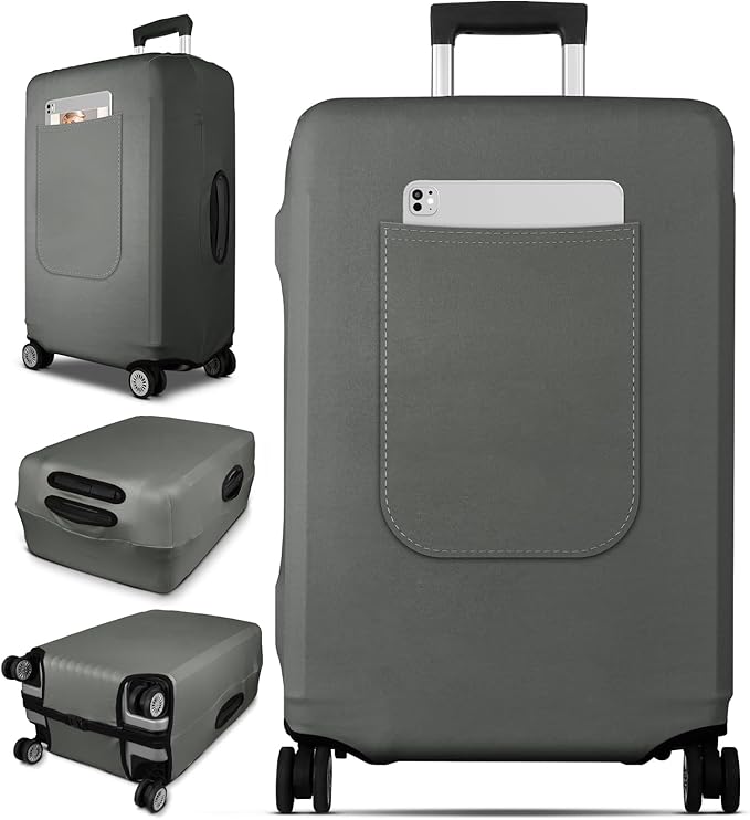 Slohif Luggage Cover for Suitcase Tsa Approved Protector - Luggage Sleeve Suit Case Cover Travel Stretch Large Baggage Case Protective Washable Fit 29-30 Inch Gray
