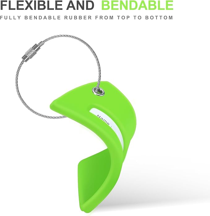 8 Pcs Luggage Tags for Suitcases, 26 Initial Letter Travel Luggage Baggage Identification Labels ID Tags Fully Bendable Tags with Stainless Steel Loop (Letter A, Green)
