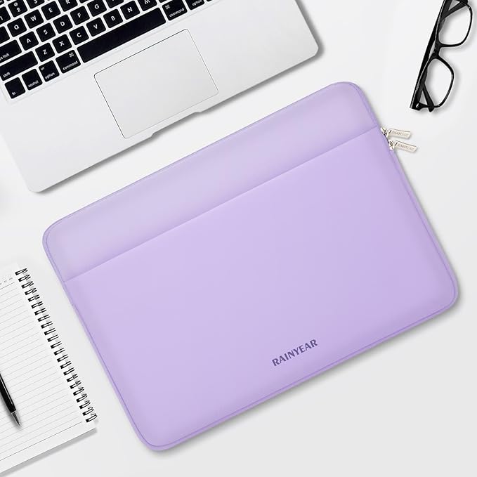 RAINYEAR Laptop Sleeve Case 13.3 Inch, Protective Portable Case with Front Pocket, Briefcase Handbag Laptop Bag Compatible with MacBook Air/Pro 13-13.3 inch, MacBook Pro 14 inch, Purple