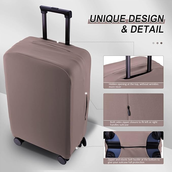 Travel Luggage Cover Suitcase Protector Scratch-Resistant Fit 19-31 Inch, Not Included Suitcase (Khaki, S(19-21 inch))