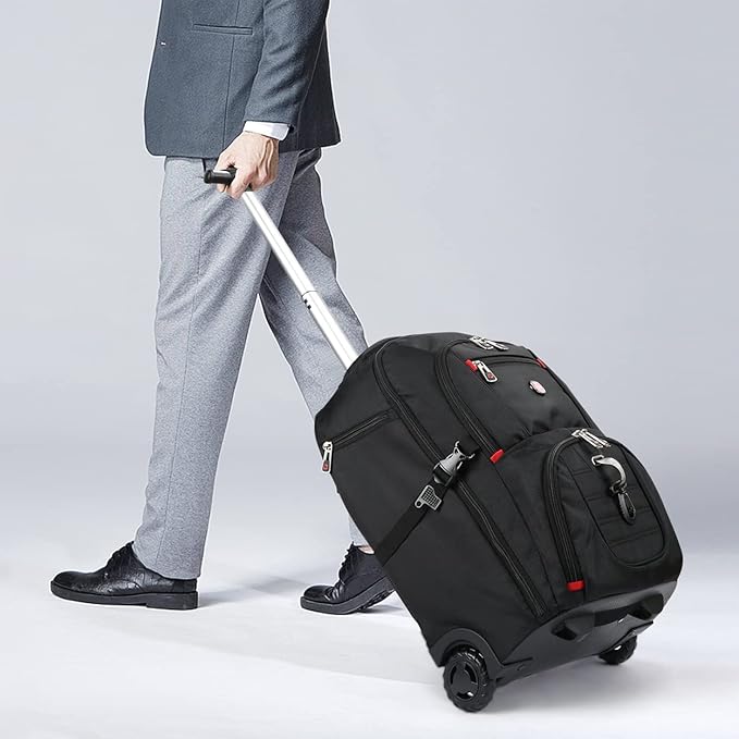 star cloud 21x14x9 Rolling Backpack with Wheels - Water-Resistant, 17.3" Laptop Compartment, Ideal Carry-On for Overnight Travel, College, Work - Wheeled Business Backpack for Adults