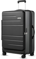 LUGGEX 28 Inch Luggage with Spinner Wheels, Expandable PC Hard Shell Checked Suitcase with Front Opening, Lightweight (Charcoal Metallic, 28 Inch)
