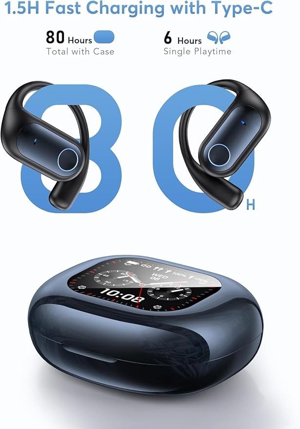 AI Translation Earbuds, Bluetooth 5.4 OWS Headphones with LCD Touch Screen, Real-Time Translator for 144 Languages & Accents, Perfect for Travel, Business & Learning,Sapphire Blue