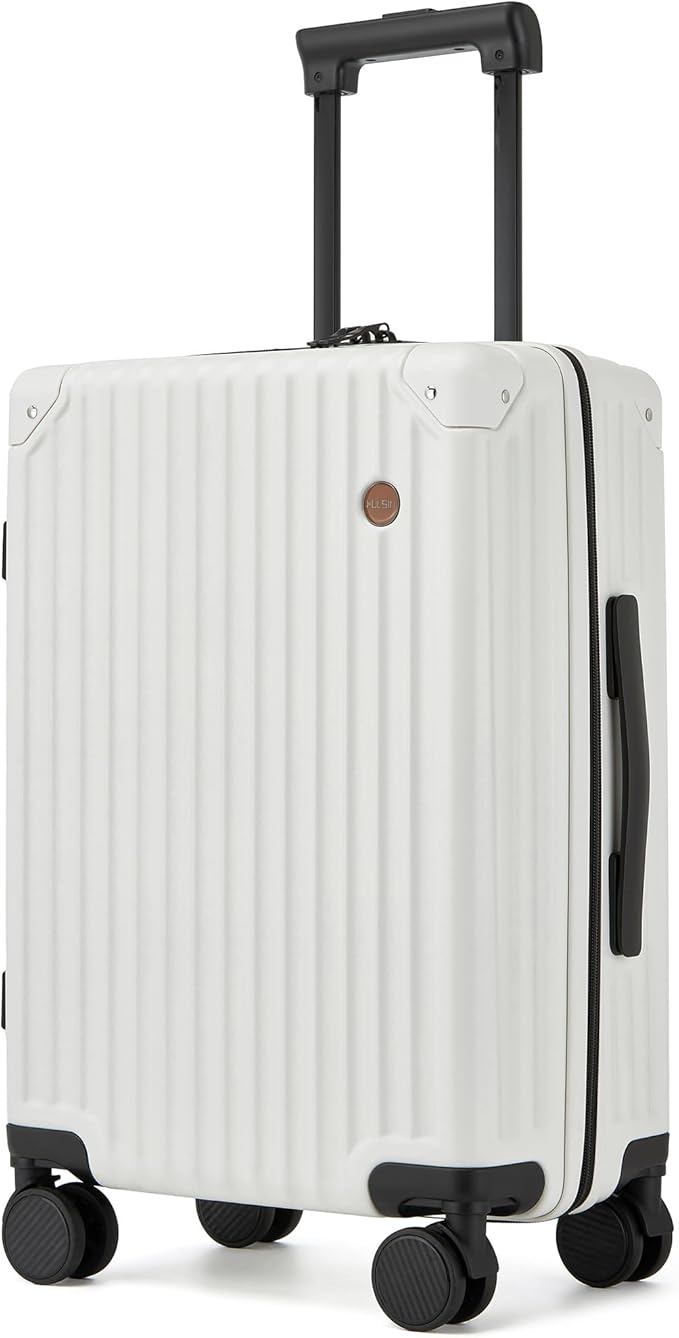 20 Inch Carry on Luggage,Airline Approved 22x14x9 Hard Shell Carry on Suitcase with 360° Spinner Wheels,TSA Lock and Lightweight Hardside Carry-on Luggage for Travel (White, 20 Inch)