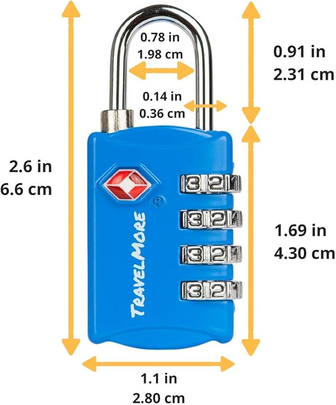 3 Pack TSA Luggage Locks with 4 Digit Combination – Heavy Duty Set Your Own Padlocks for Travel, Baggage, Suitcases & Backpacks - Blue