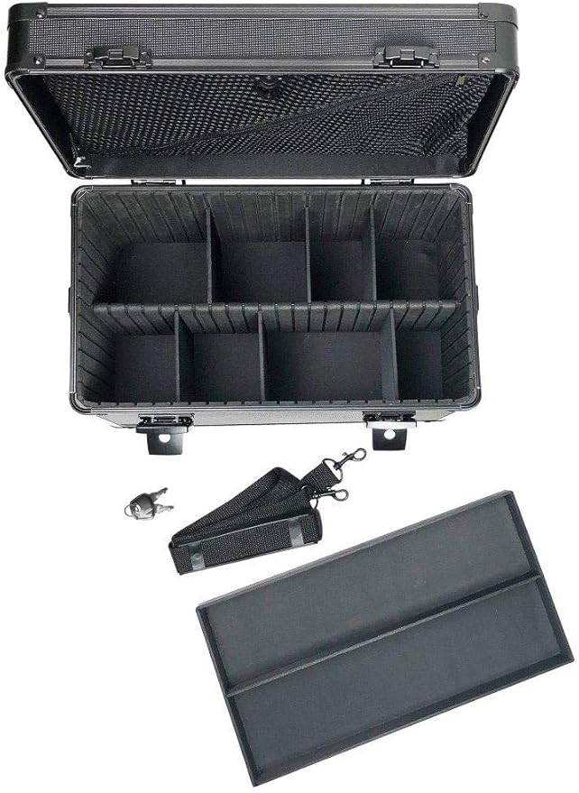 Vaultz Portable Safe Box - 14 L x 9.12 H x 8.5 Inch Large Storage Box with Lock, Mesh Pocket & Adjustable Compartments for Cash, Documents and Valuables - Tactical Black