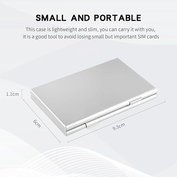 Aluminum SIM Card Case, 14Slots Ultrathin SIM Card Holder, Fit for 4 SIM Card, 4 Micro sim Card, 4 Nano sim Card and 2 Cell Phone Eject Pin Slots, Silver