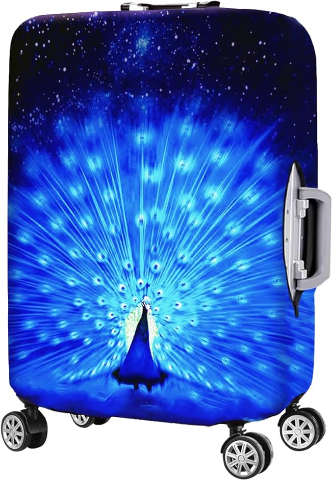 7-Mi Suitcase Cover 3D Print Design Travel Luggage Protector Trolley Case Cover 19"-20" Sleeve, BluePeacock