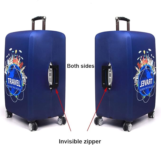 MosaiRudo Thicker Luggage Cover Elastic Suitcase Cover Protector Fits 18-32 Inch Suitcase Travel Accessories (Travel, L)