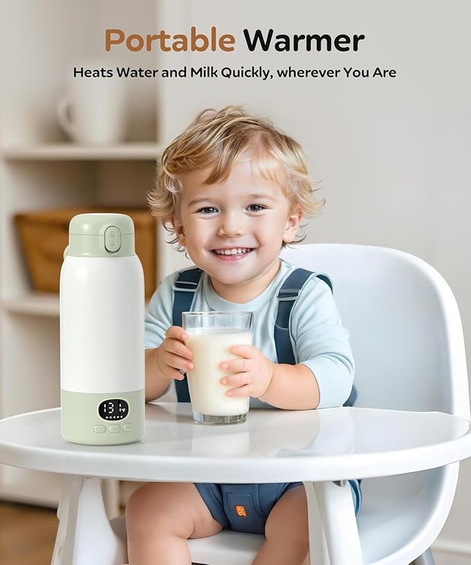 Portable Bottle Warmer 17oz Large Capacity Bottle Warmer for Travel, Fast Heating for Breast Milk Formula and Milk, Suitable for Baby Outdoor Airplane and Car Green5