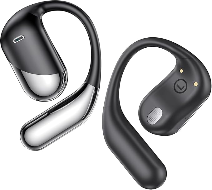 Open Ear Bluetooth 5.4 Headphones, Wireless Earbuds Sport Over Earphones with Ear Hooks 50H Playtime Ear Buds LED Display Charging Case, Waterproof Design for Running Fitness Walking