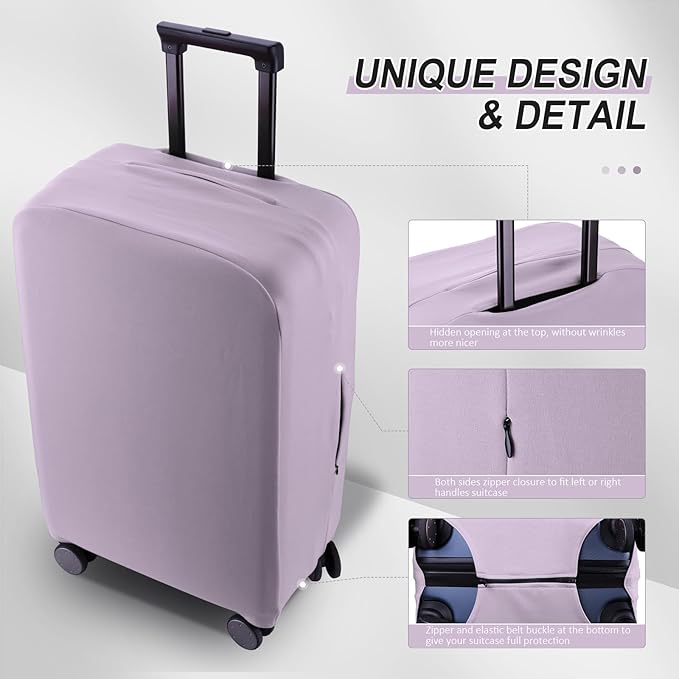 Travel Luggage Cover Suitcase Protector Scratch-Resistant Fit 19-31 Inch Suitcase, Not Included Suitcase (Lavender Purple, XL(28-29 inch))