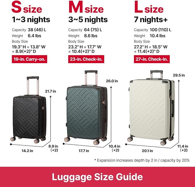 LEGEND WALKER DECK Hardside Expandable Luggage, 26 inch, Black, 5514-59-BK
