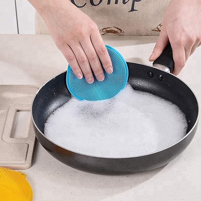 Collapsible Bowl Silicone Collapsible Container Food Storage Containers Collapsible Camping Bowl for Travel Camping Hiking with Airtight Plastic Lids and 2Pack Silicone Dish Sponges- Blue, 800ml