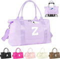 Daughter Niece Gifts for Teen Girl Kids, Initial Travel Duffel Bag Sports Gym Bag Personalized Gifts Weekender Bag，Monogram Overnight Bag Cute Dance Bag Birthday Bridesmaid Gifts for Women(Purple, Z)