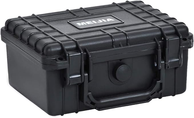 MEIJIA Portable Waterproof Protective Hard Case,Compact Camera Case with Customizable Fit Foam,Elegant Black,Fit for Drones,Camera,Lens, 9.17inchx7.56inchx4.33inch, Black, Dry Case