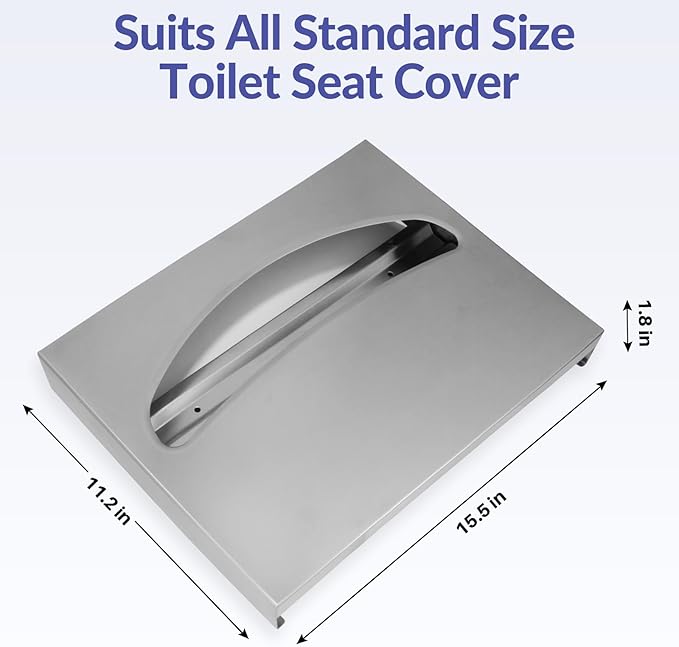 Stainless Steel Toilet Seat Cover Dispenser, Wall Mount Single or 1/2 Fold Large Capacity Toilet Seat Covers Holder for Commercial and Residential, Brushed