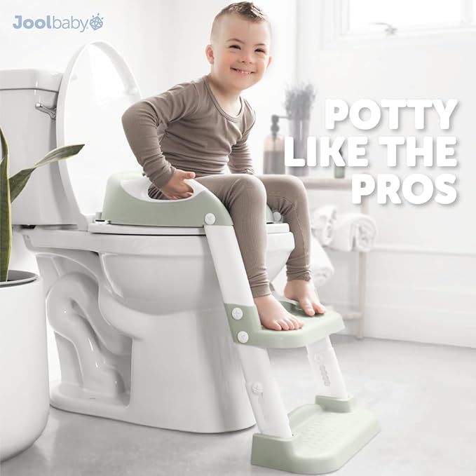 Jool Baby Potty Training Seat with 2 Step Ladder for Toddlers - Soft Cushioned Seat & Splash Guard, Adjustable Height (Sage)