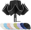 Bodyguard Inverted Umbrella - Large Windproof for Rain & Sun, Compact Reverse With Reflective Stripe, Teflon-Coated for Women Men, Travel Folding With Cover Bag
