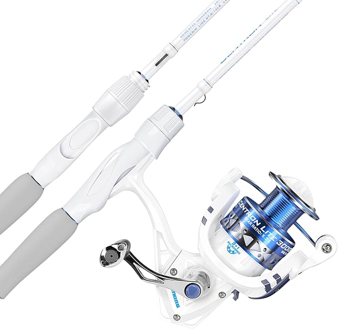 KastKing Centron Lite Fishing Rod and Reel Combo, IM6 Graphite 2Pc Blanks, Stainless Steel Guides with Ceramic Rings, Contoured EVA Handles & Fighting Butt, Split or Full Rear Handle Design, 13 Models