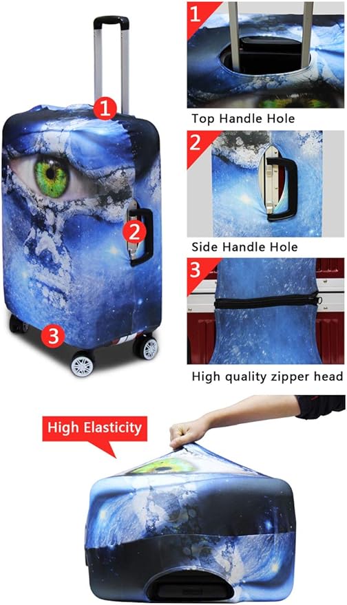 Cool Laopard Luggage Cover Universal Fit 22-25 Inch, Animal Print, Polyester+Spandex, Water Resistant, Spinner Wheels, Stretchable Strap, Travel Accessory - Suitcase Cover