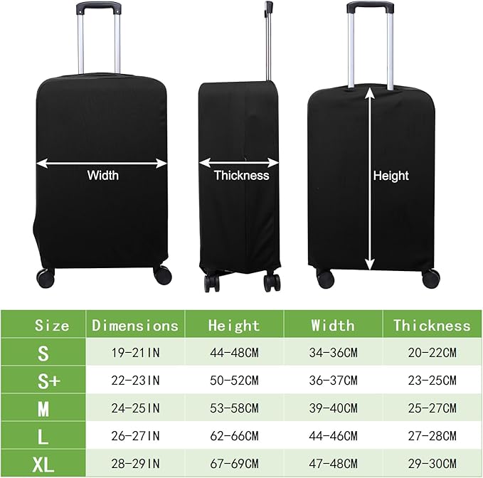 PATIKIL Luggage Cover, Suitcases Covers Elastic Carry on Cover Protector Washable Scratch-Resistant Fits 24-25 Inch Luggage for Travel Business Trips, Black