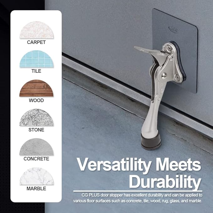 One-Touch Doorstop Adhesive Bracket (Black, 4inch x 1pack)