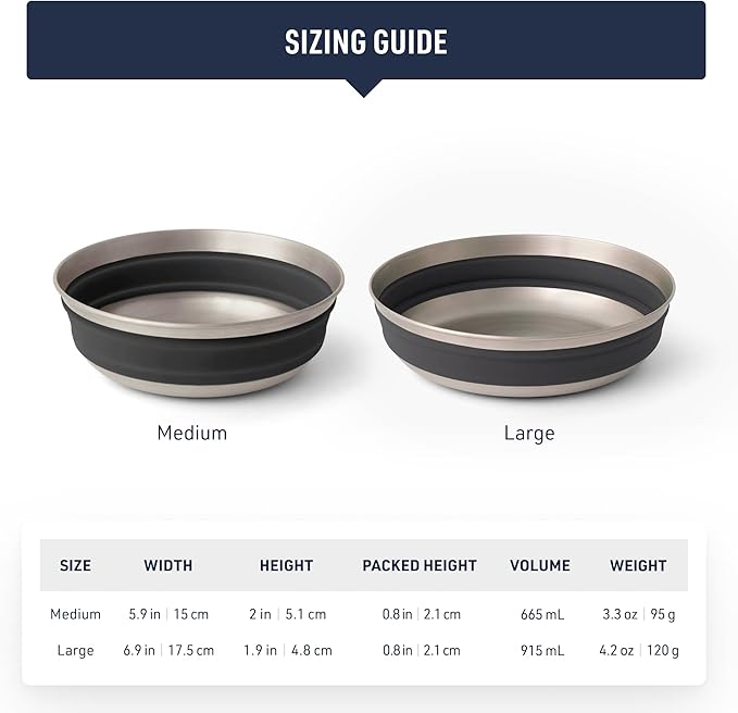 Sea to Summit Detour Stainless Steel Collapsible Bowl, Large (31 fl oz), Laurel Wreath Green