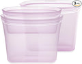 Zip Top Reusable Food Storage Bags | 3 Bag Set [Lavender] - 2 Sandwich, 1 Snack | Silicone Meal Prep Container | Microwave, Dishwasher and Freezer Safe | Made in the USA