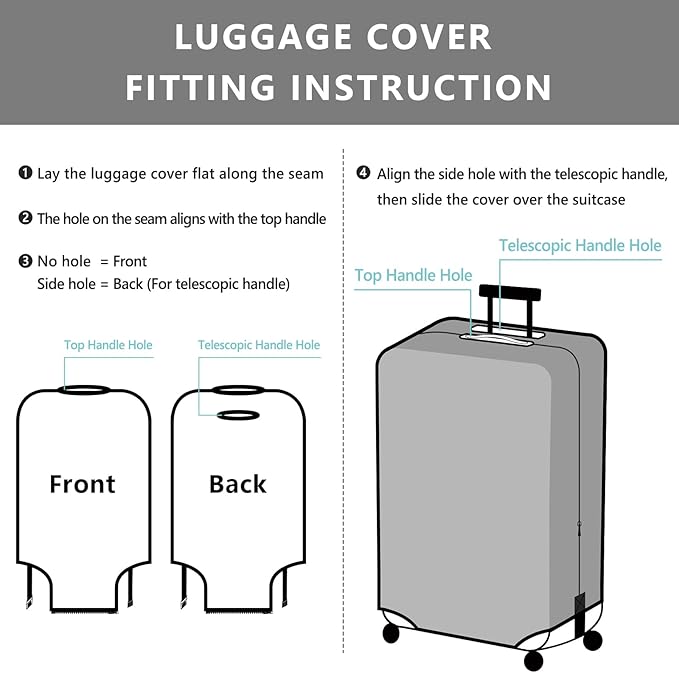Travelkin Luggage Covers For Suitcase Tsa Approved,Suitcase Cover Protector Fit 18-32 Inch Luggage (XL for 29-32 Inch Luggage)